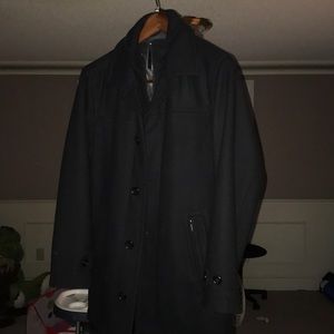 London fog wool coat, zip up and button up